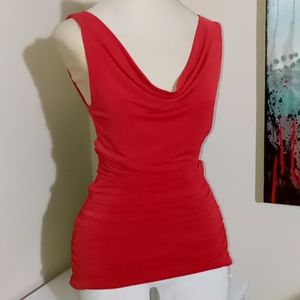Deep red cowl neck top